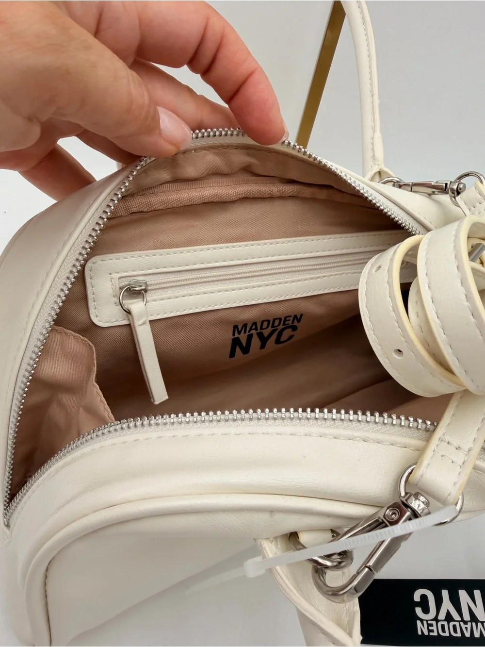 Madden NYC Women’s East West Bowler Bag White
